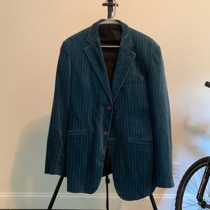 Velvety Teal Wide Pin Stripe Sport Coat Vintage Look Early 00’s